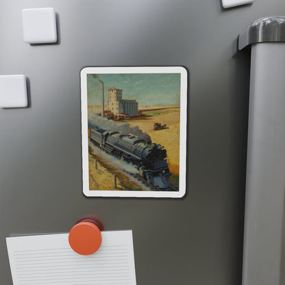 Northern Pacific at Grain Silo (Magazine Illustration) Refrigerator Magnet-The Sticker Space