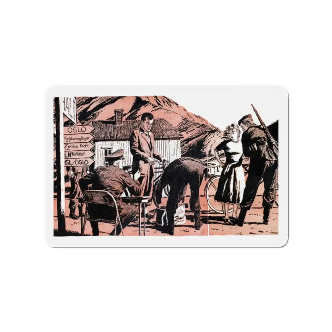 Norway Rendezvouz (2), Blue Book Magazine, April 1951 (Magazine Illustration) Refrigerator Magnet 2 Inch - The Sticker Space