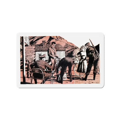 Norway Rendezvouz (2), Blue Book Magazine, April 1951 (Magazine Illustration) Refrigerator Magnet 3 Inch - The Sticker Space