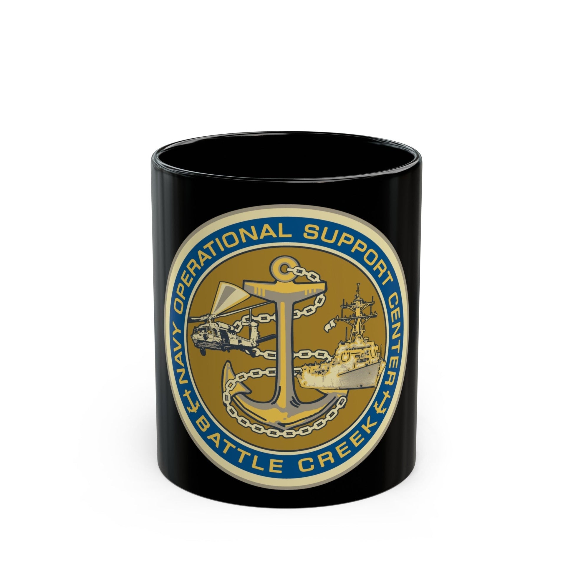 NOSC BC SHIELD (U.S. Navy) Black Coffee Mug-11oz-The Sticker Space