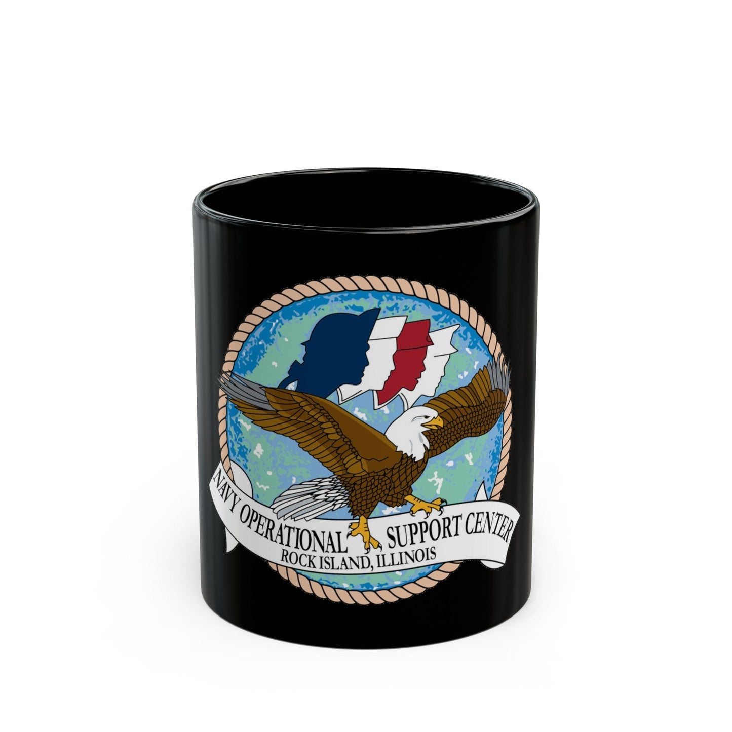 NOSC Rock Island (U.S. Navy) Black Coffee Mug-11oz-The Sticker Space