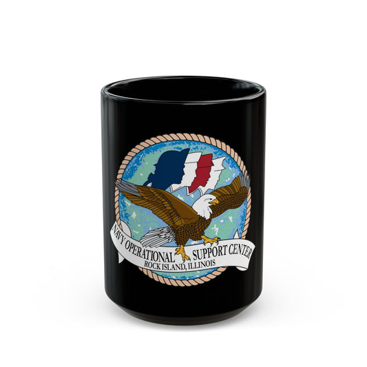 NOSC Rock Island (U.S. Navy) Black Coffee Mug-15oz-The Sticker Space