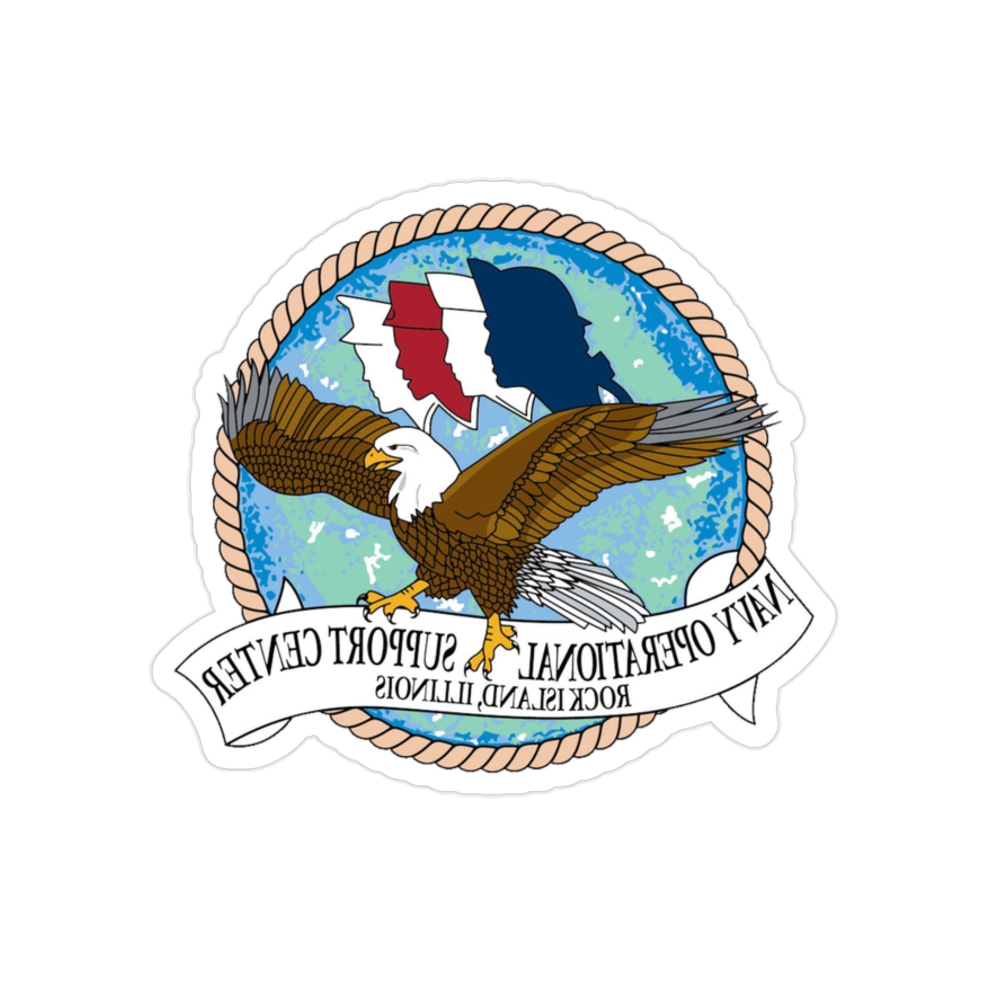 NOSC Rock Island (U.S. Navy) REVERSE PRINT Transparent STICKER-2" × 2"-The Sticker Space