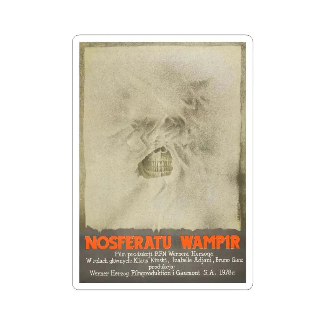 NOSFERATU THE VAMPIRE (POLISH) 1979 Movie Poster - STICKER Vinyl Kiss-Cut Decal 4 Inch White - The Sticker Space