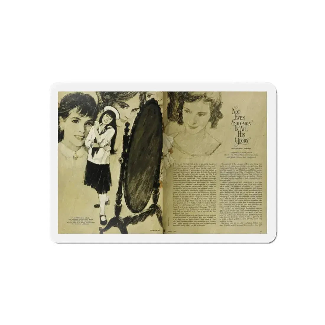 Not Even Solomon In All His Glory, Woman's Day, March 1966 (Magazine Illustration) Refrigerator Magnet 6 Inch - The Sticker Space