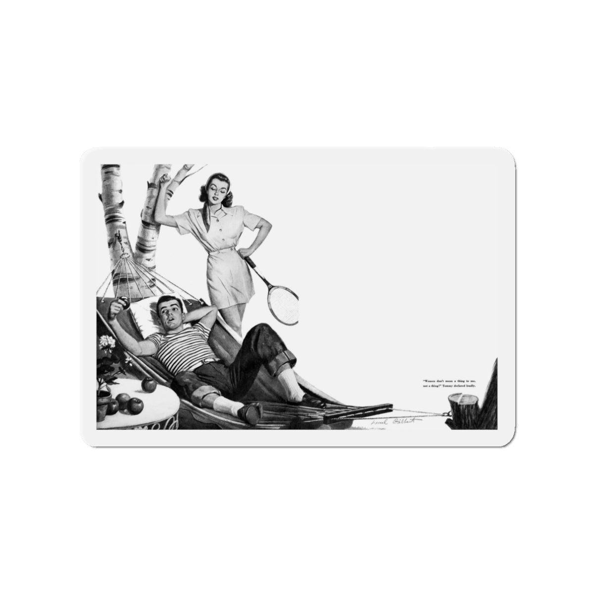 Not Like In The Movies, Calling All Girls, June 1948 (Magazine Illustration) Refrigerator Magnet-3" x 3"-The Sticker Space