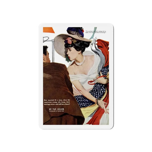 Not Necessarily Permanent, Redbook, November 1950 (Magazine Illustration) Refrigerator Magnet 6 Inch - The Sticker Space