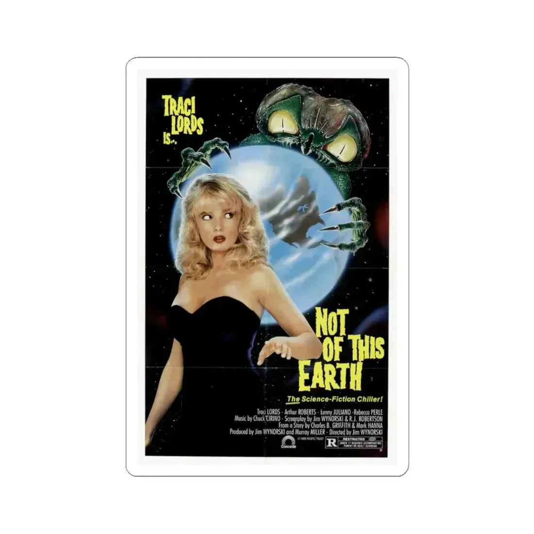 Not of This Earth 1988 Movie Poster - STICKER Vinyl Kiss-Cut Decal 3 Inch White - The Sticker Space