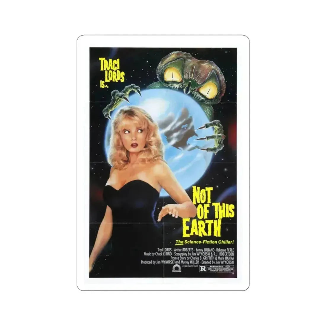 NOT OF THIS EARTH 1988 Movie Poster - STICKER Vinyl Kiss-Cut Decal 3 Inch White - The Sticker Space