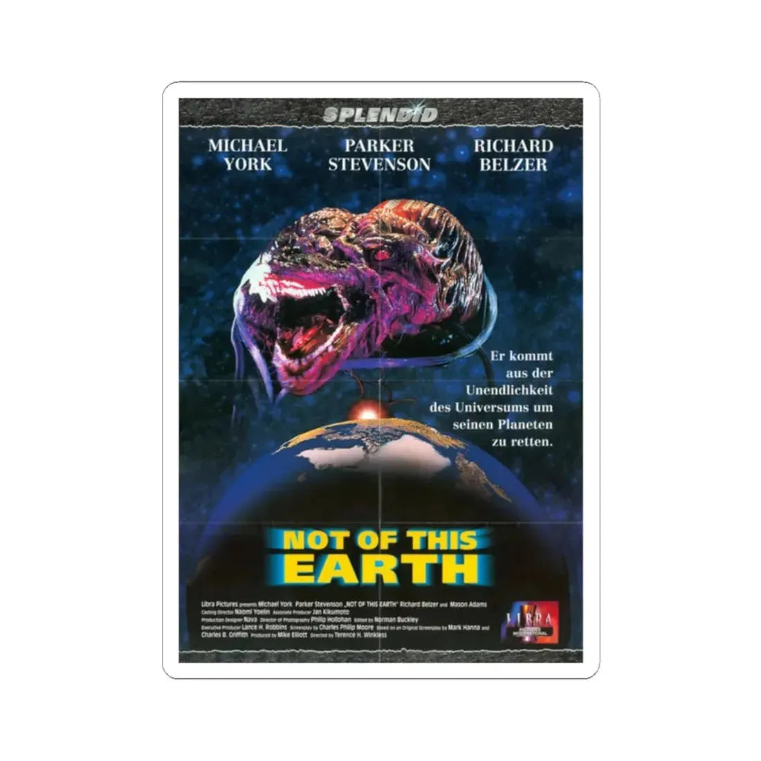 NOT OF THIS EARTH 1995 Movie Poster - STICKER Vinyl Kiss-Cut Decal 2 Inch White - The Sticker Space