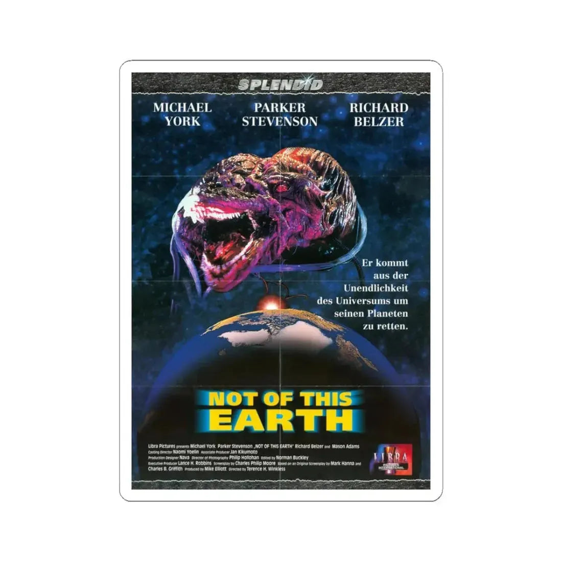 NOT OF THIS EARTH 1995 Movie Poster - STICKER Vinyl Kiss-Cut Decal 3 Inch White - The Sticker Space