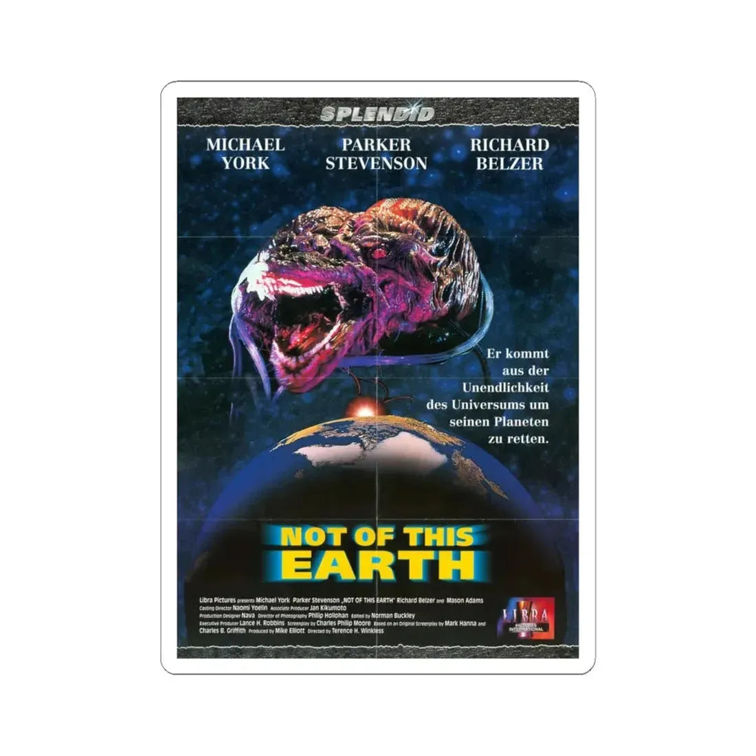 NOT OF THIS EARTH 1995 Movie Poster - STICKER Vinyl Kiss-Cut Decal 4 Inch White - The Sticker Space