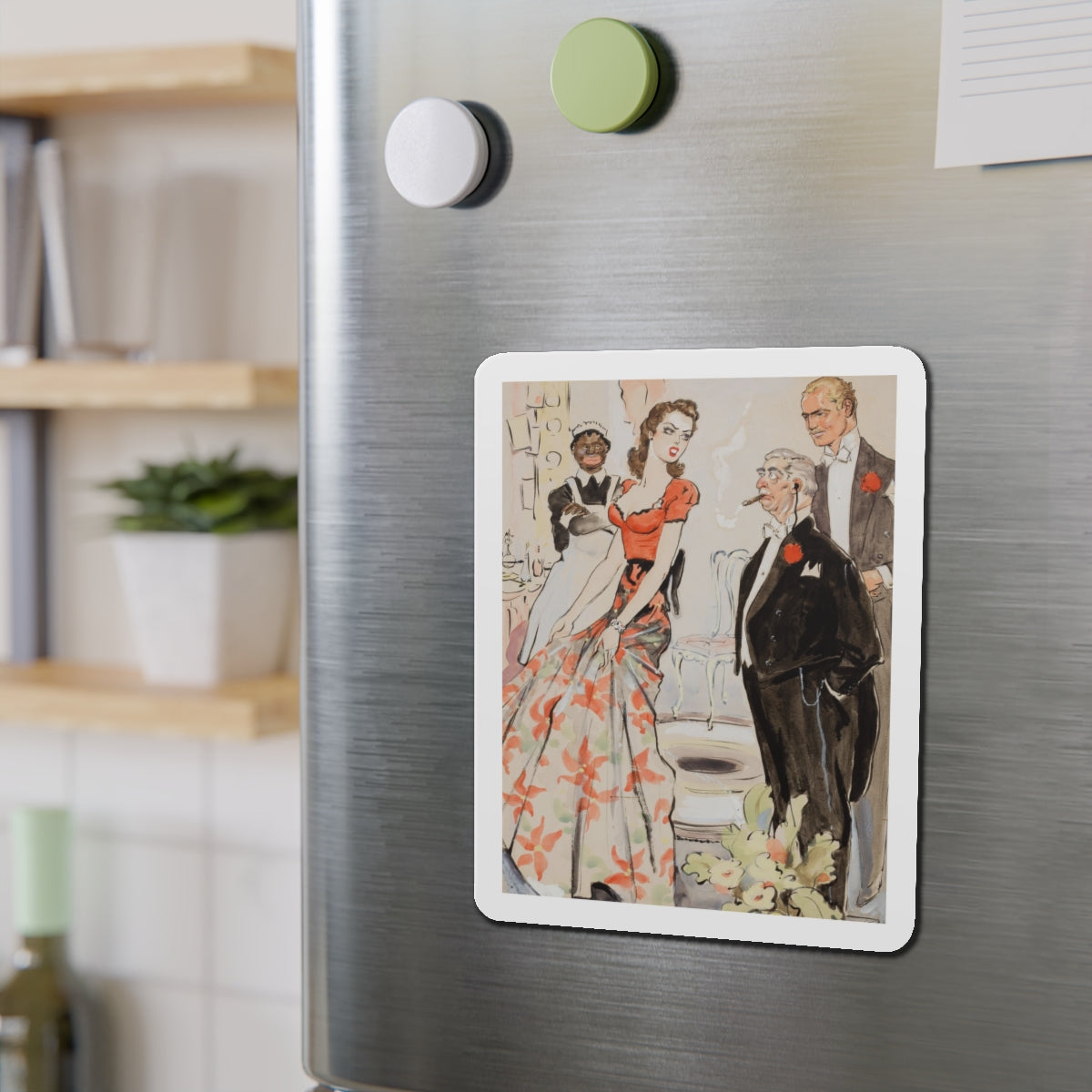 Not Pleased (Magazine Illustration) Refrigerator Magnet-The Sticker Space