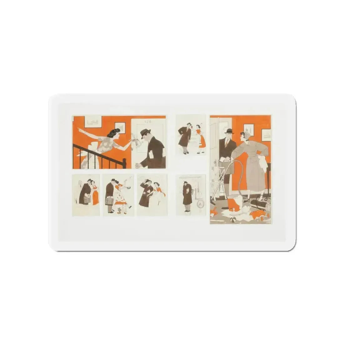 Not So Nice to Come Home To, Redbook illustrations, November 1949 (Magazine Illustration) Refrigerator Magnet 4 Inch - The Sticker Space