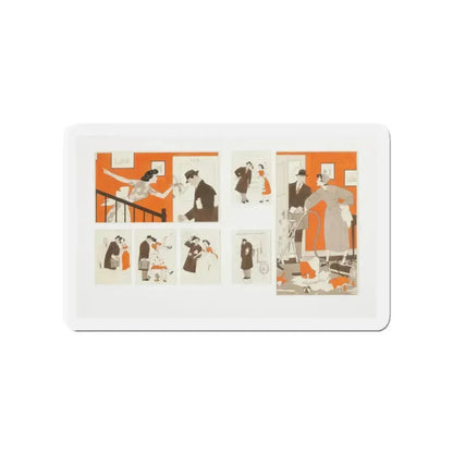 Not So Nice to Come Home To, Redbook illustrations, November 1949 (Magazine Illustration) Refrigerator Magnet 4 Inch - The Sticker Space