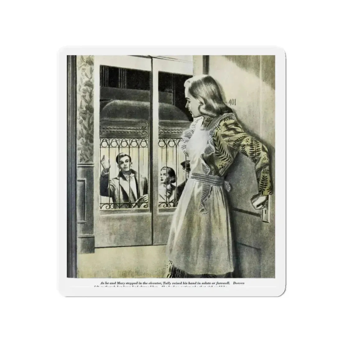 Not To Be Alone (Pt. 1-1), Redbook, February 1948 (Magazine Illustration) Refrigerator Magnet 2 Inch - The Sticker Space