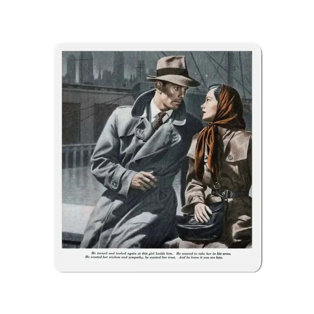 Not To Be Alone (Pt. 3-1), Redbook, April 1948 (Magazine Illustration) Refrigerator Magnet 3 Inch - The Sticker Space