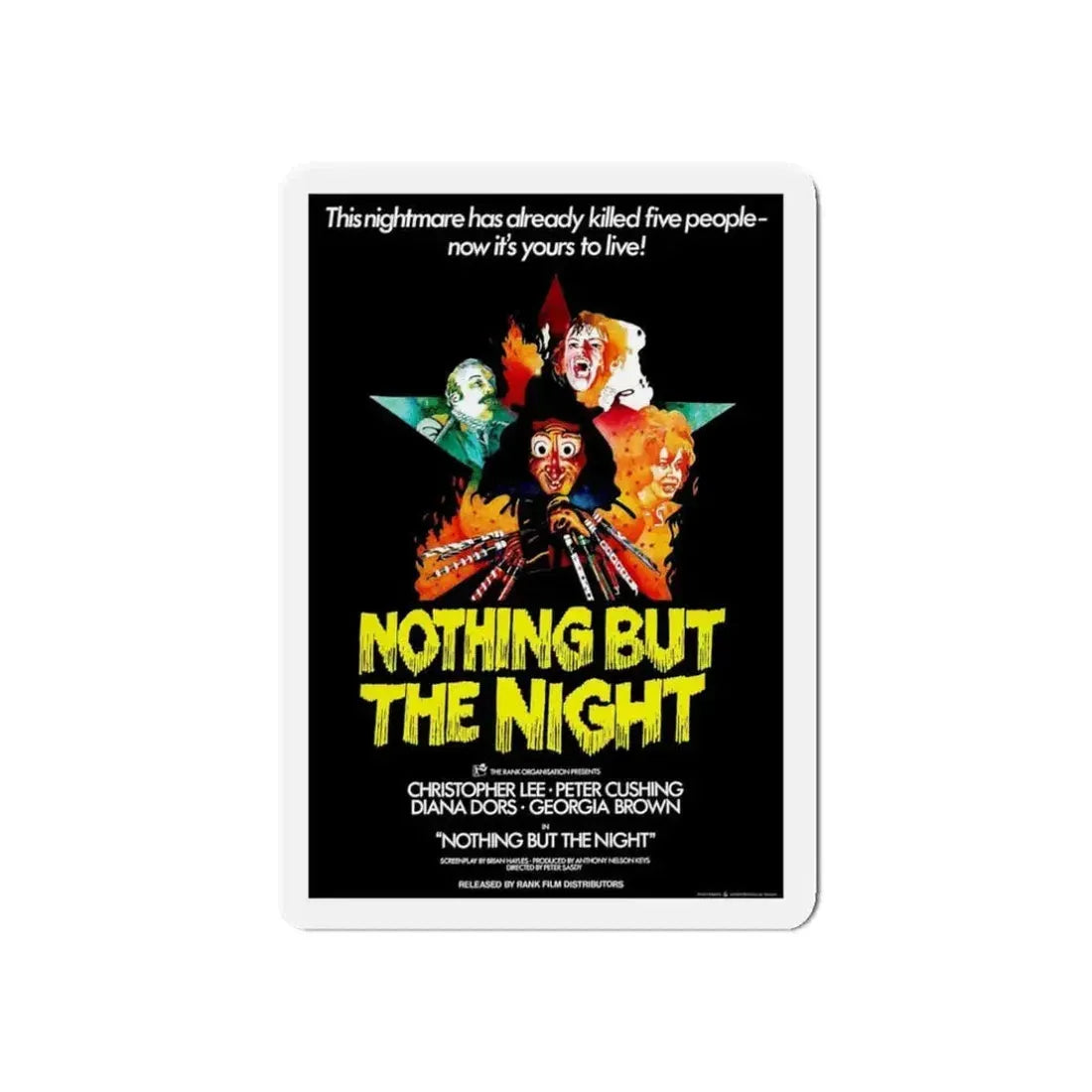 NOTHING BUT THE NIGHT 1973 Movie Poster - Refrigerator Magnet 3 Inch Die-Cut - The Sticker Space