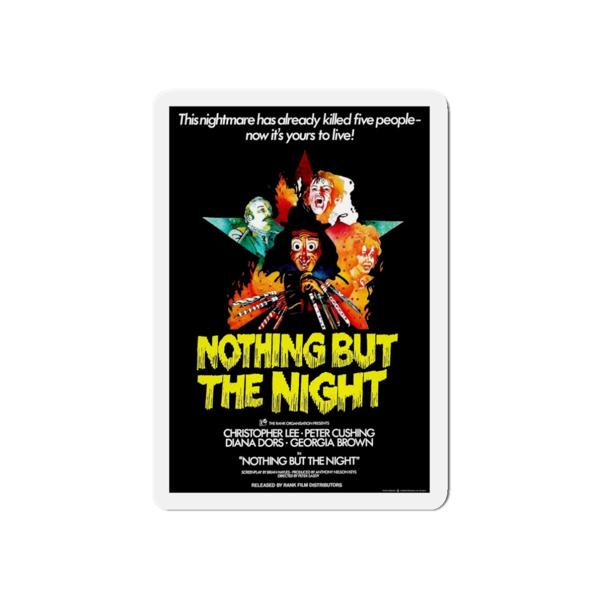 NOTHING BUT THE NIGHT 1973 Movie Poster - Refrigerator Magnet-3" x 3"-The Sticker Space