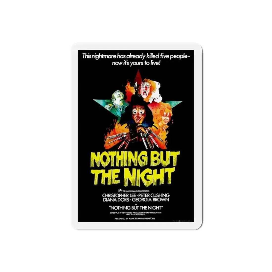 NOTHING BUT THE NIGHT 1973 Movie Poster - Refrigerator Magnet 4 Inch Die-Cut - The Sticker Space
