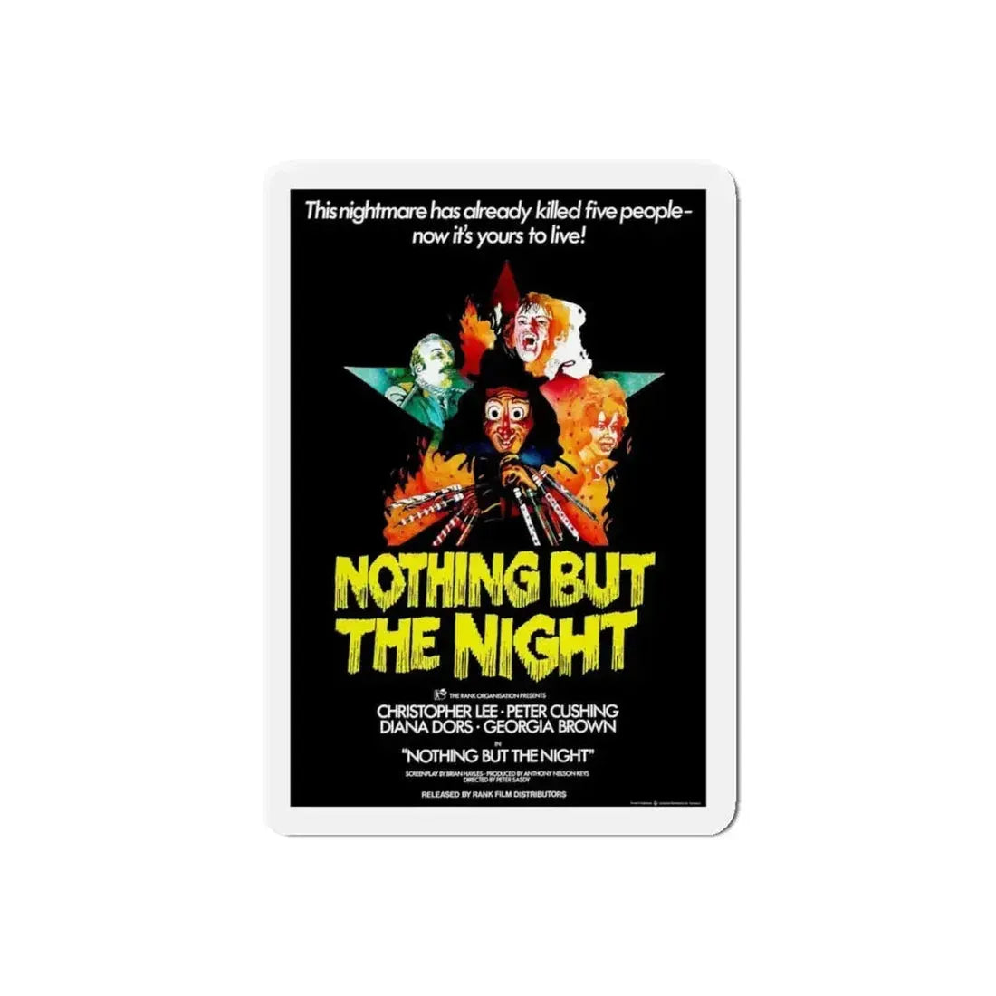 NOTHING BUT THE NIGHT 1973 Movie Poster - Refrigerator Magnet 5 Inch Die-Cut - The Sticker Space