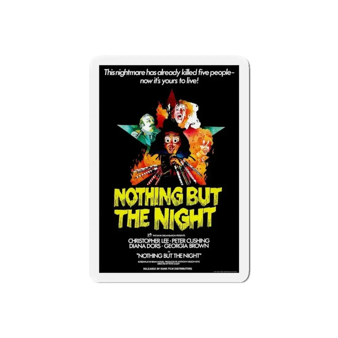 NOTHING BUT THE NIGHT 1973 Movie Poster - Refrigerator Magnet 6 Inch Die-Cut - The Sticker Space