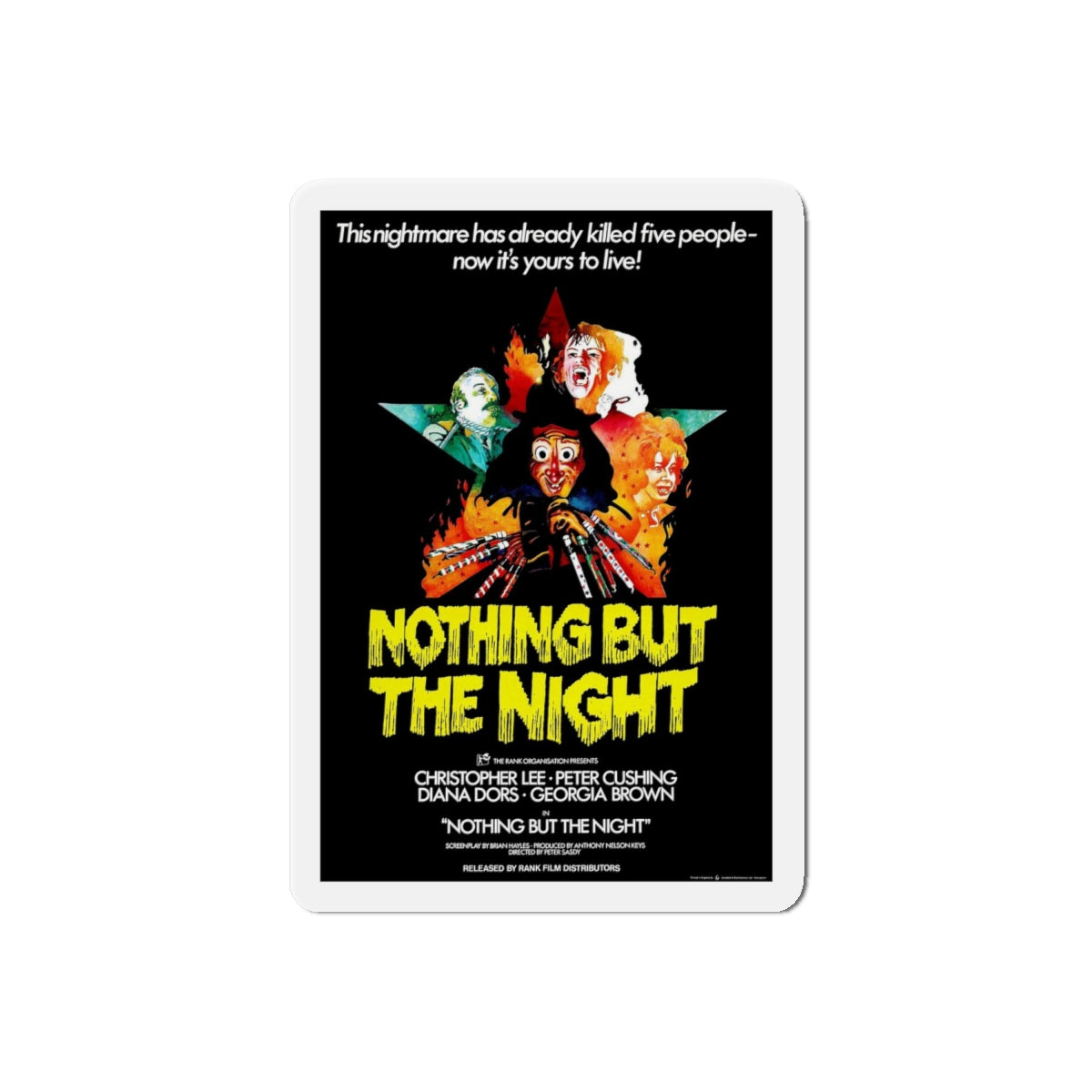 NOTHING BUT THE NIGHT 1973 Movie Poster - Refrigerator Magnet-6" × 6"-The Sticker Space