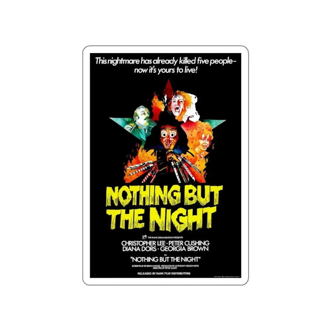 NOTHING BUT THE NIGHT 1973 Movie Poster STICKER Vinyl Die-Cut Decal 4 Inch - The Sticker Space