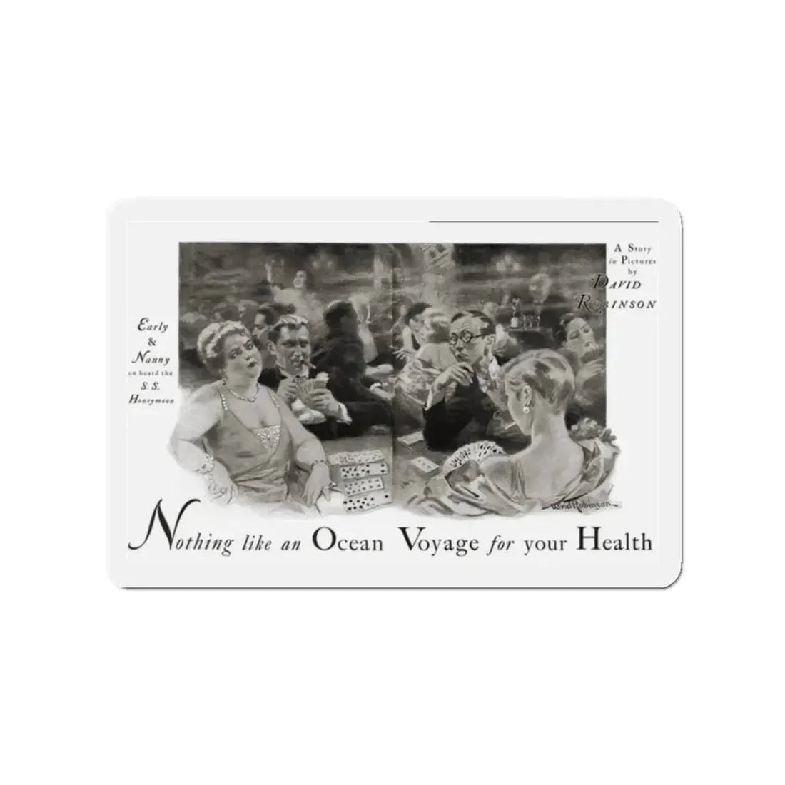 Nothing like an Ocean Voyage for your Health, Cosmopolitan, September 1930 (Magazine Illustration) Refrigerator Magnet 2 Inch - The Sticker Space