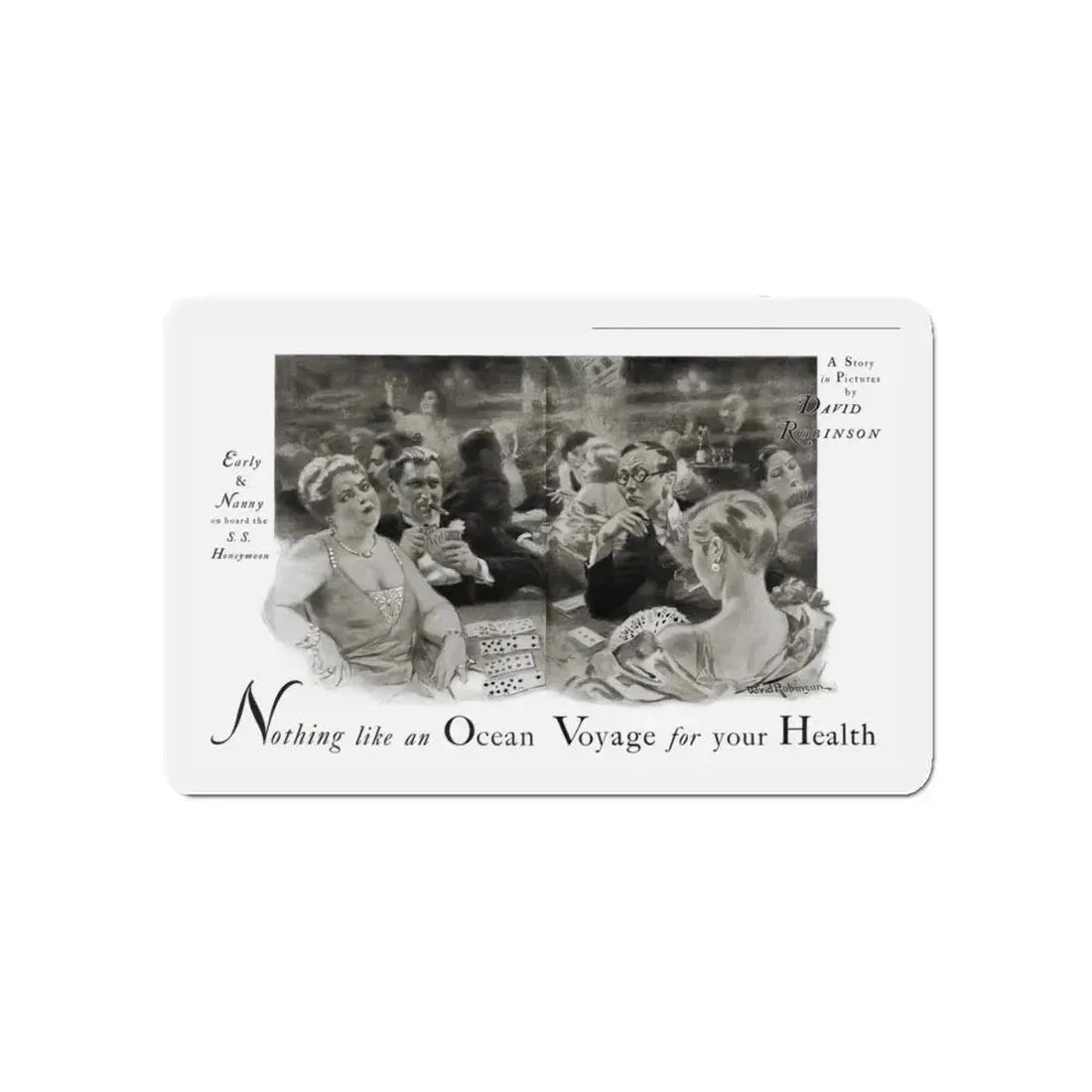 Nothing like an Ocean Voyage for your Health, Cosmopolitan, September 1930 (Magazine Illustration) Refrigerator Magnet 5 Inch - The Sticker Space