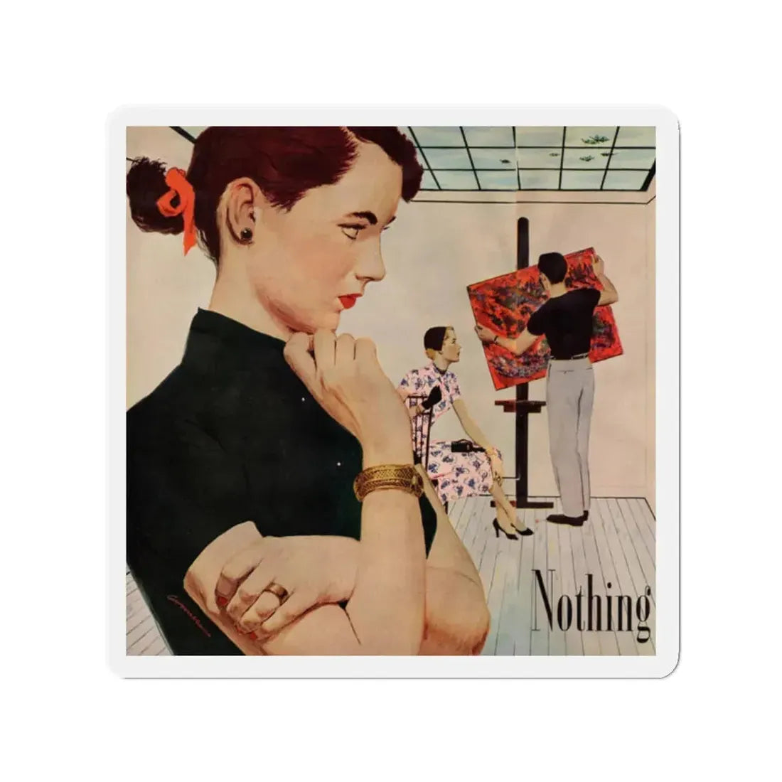 Nothing Must Change (1), Redbook, June 1951 (Magazine Illustration) Refrigerator Magnet 2 Inch - The Sticker Space