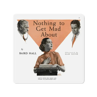 Nothing to Get Mad About, Redbook, December 1936 (Magazine Illustration) Refrigerator Magnet 2 Inch - The Sticker Space