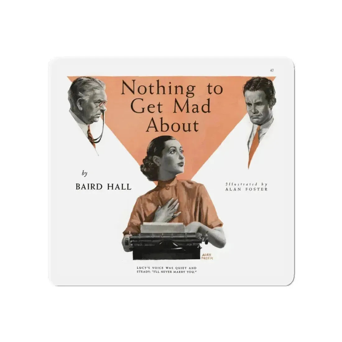 Nothing to Get Mad About, Redbook, December 1936 (Magazine Illustration) Refrigerator Magnet 4 Inch - The Sticker Space