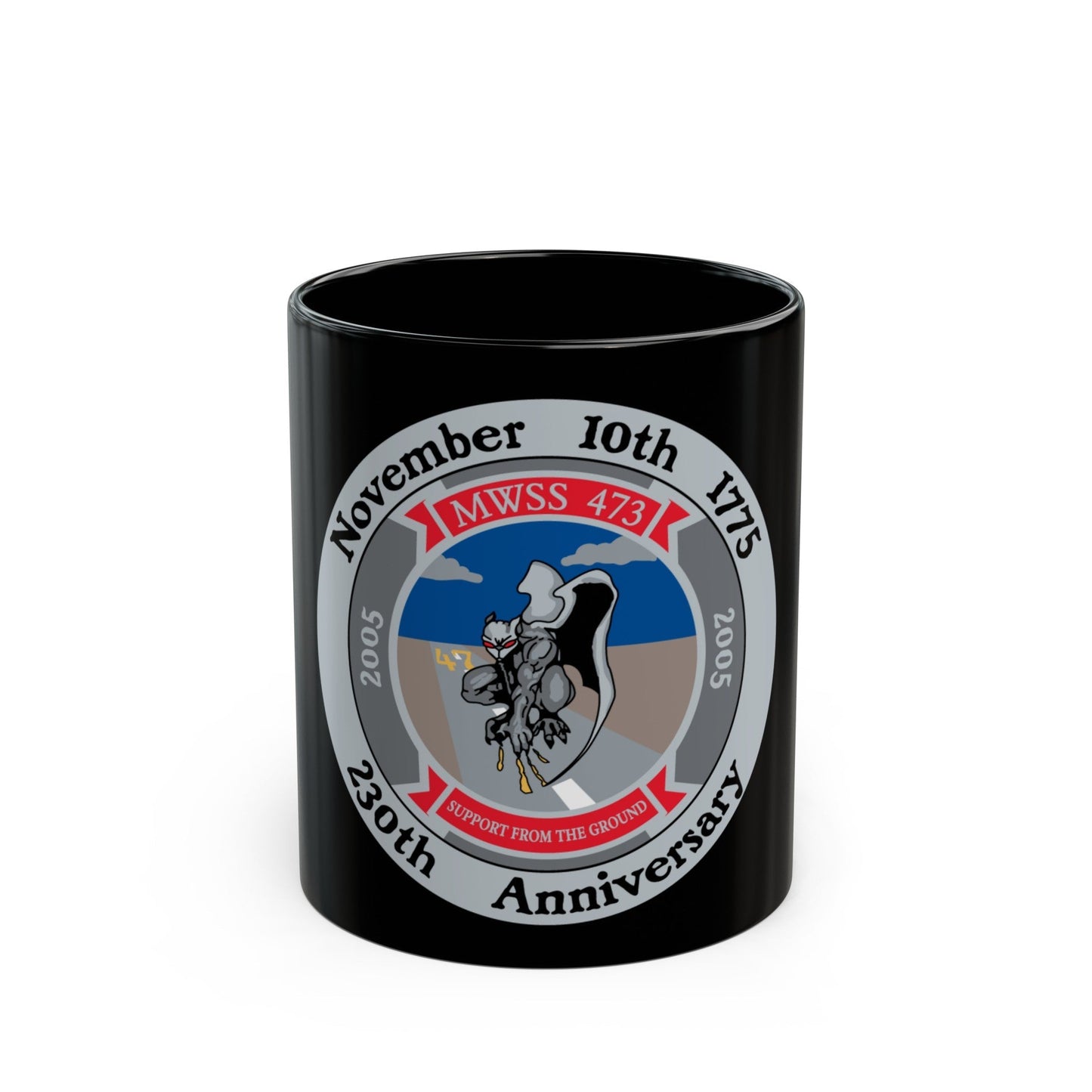 November 10th 1775 230th Anniversary (USMC) Black Coffee Mug-11oz-The Sticker Space