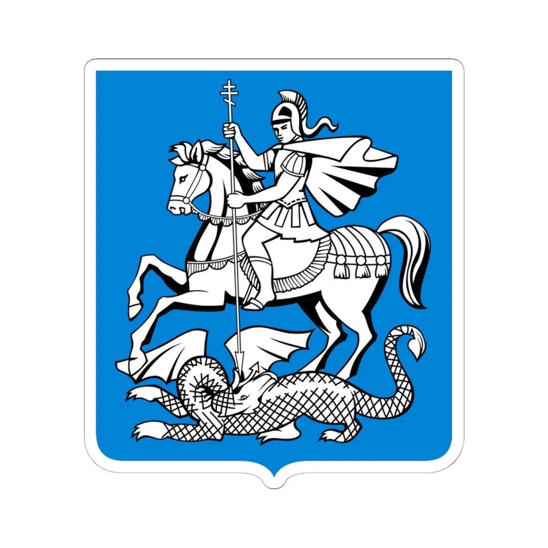 Novgorod Republic Saint George and the Dragon Shield (Russia) (Coat of Arms) STICKER Vinyl Kiss-Cut Decal 6 Inch White - The Sticker Space