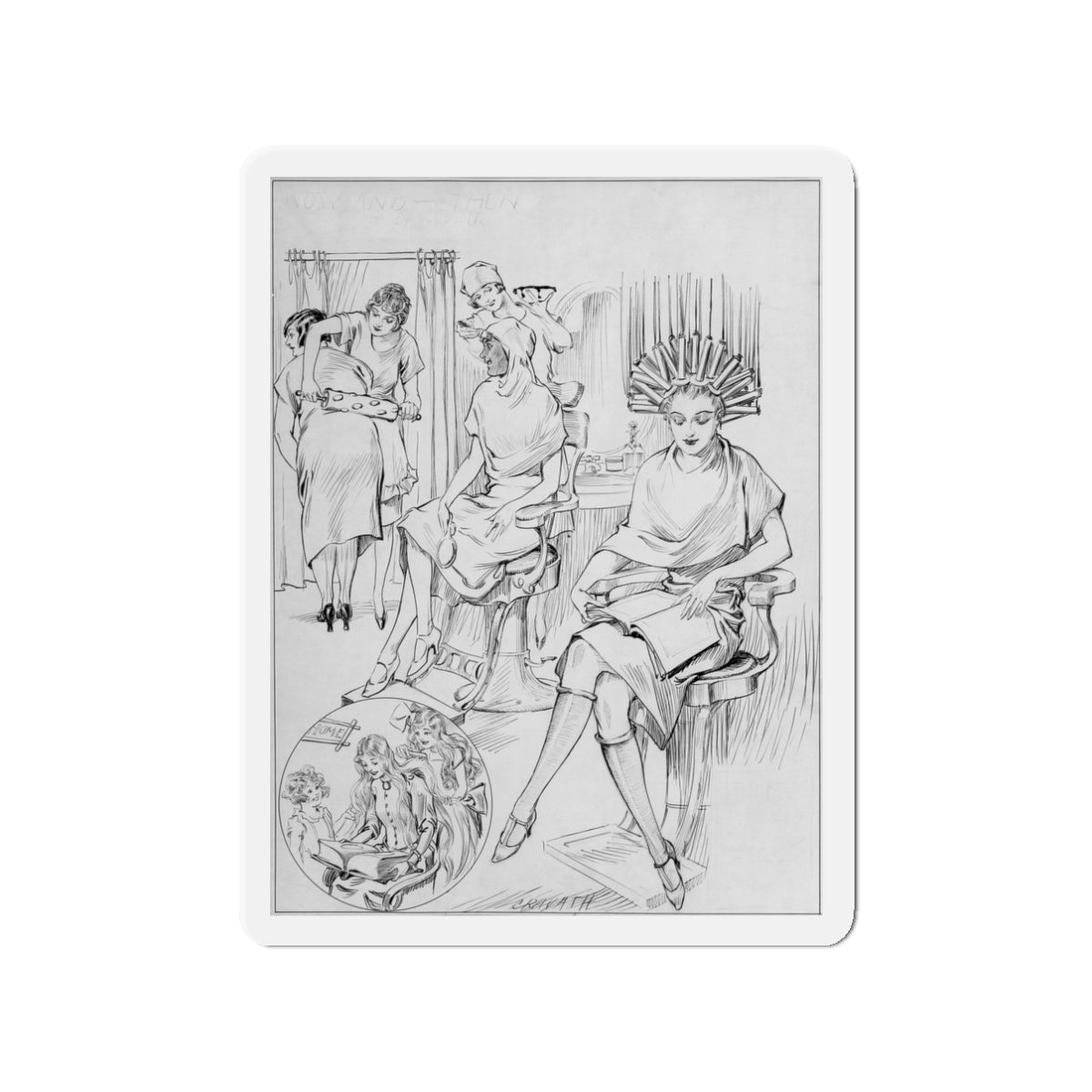 Now and Then, New York Tribune illustration, 1925 (Magazine Illustration) Refrigerator Magnet-3" x 3"-The Sticker Space