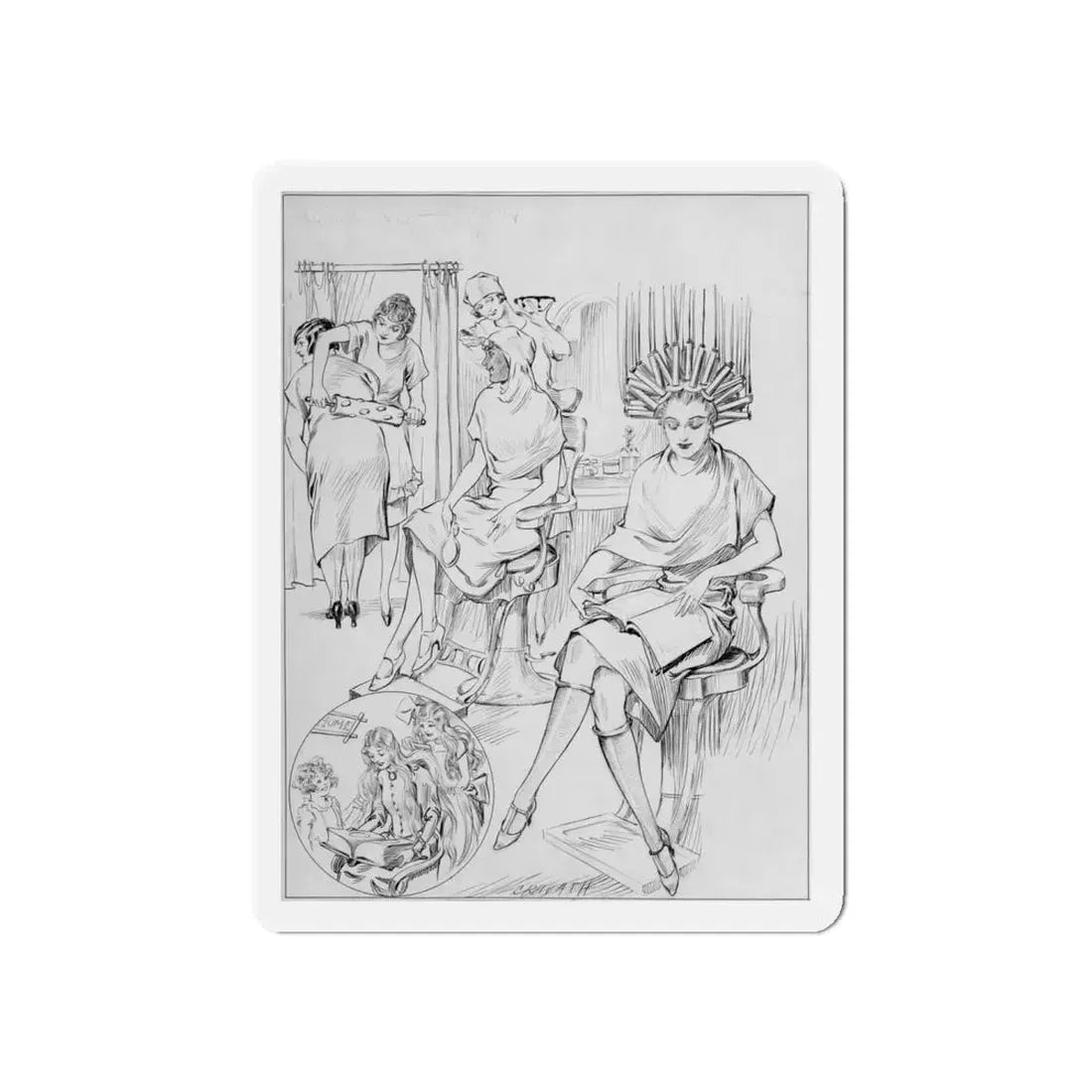 Now and Then, New York Tribune illustration, 1925 (Magazine Illustration) Refrigerator Magnet - The Sticker Space