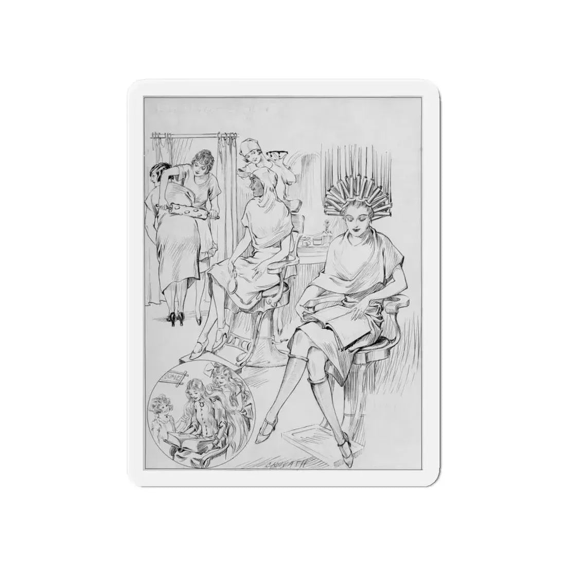 Now and Then, New York Tribune illustration, 1925 (Magazine Illustration) Refrigerator Magnet - The Sticker Space