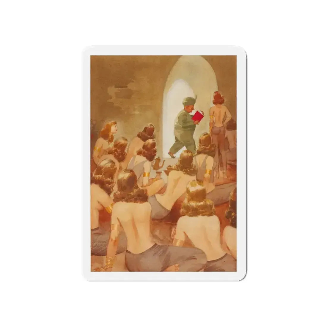 Now He Goes to Bed with Dr. Kinsey, Esquire magazine story illustration, 1953 (Magazine Illustration) Refrigerator Magnet 4 Inch - The Sticker Space