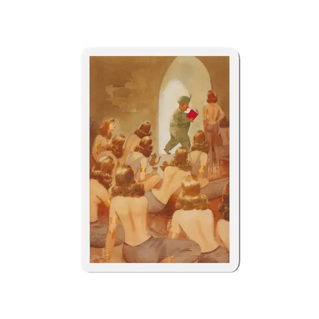 Now He Goes to Bed with Dr. Kinsey, Esquire magazine story illustration, 1953 (Magazine Illustration) Refrigerator Magnet 5 Inch - The Sticker Space