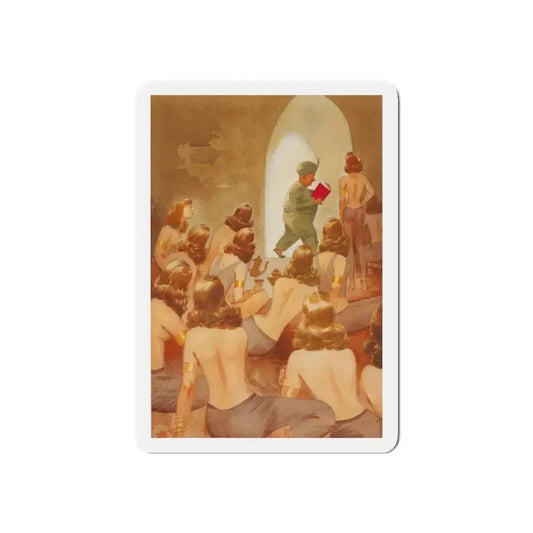 Now He Goes to Bed with Dr. Kinsey, Esquire magazine story illustration, 1953 (Magazine Illustration) Refrigerator Magnet 6 Inch - The Sticker Space