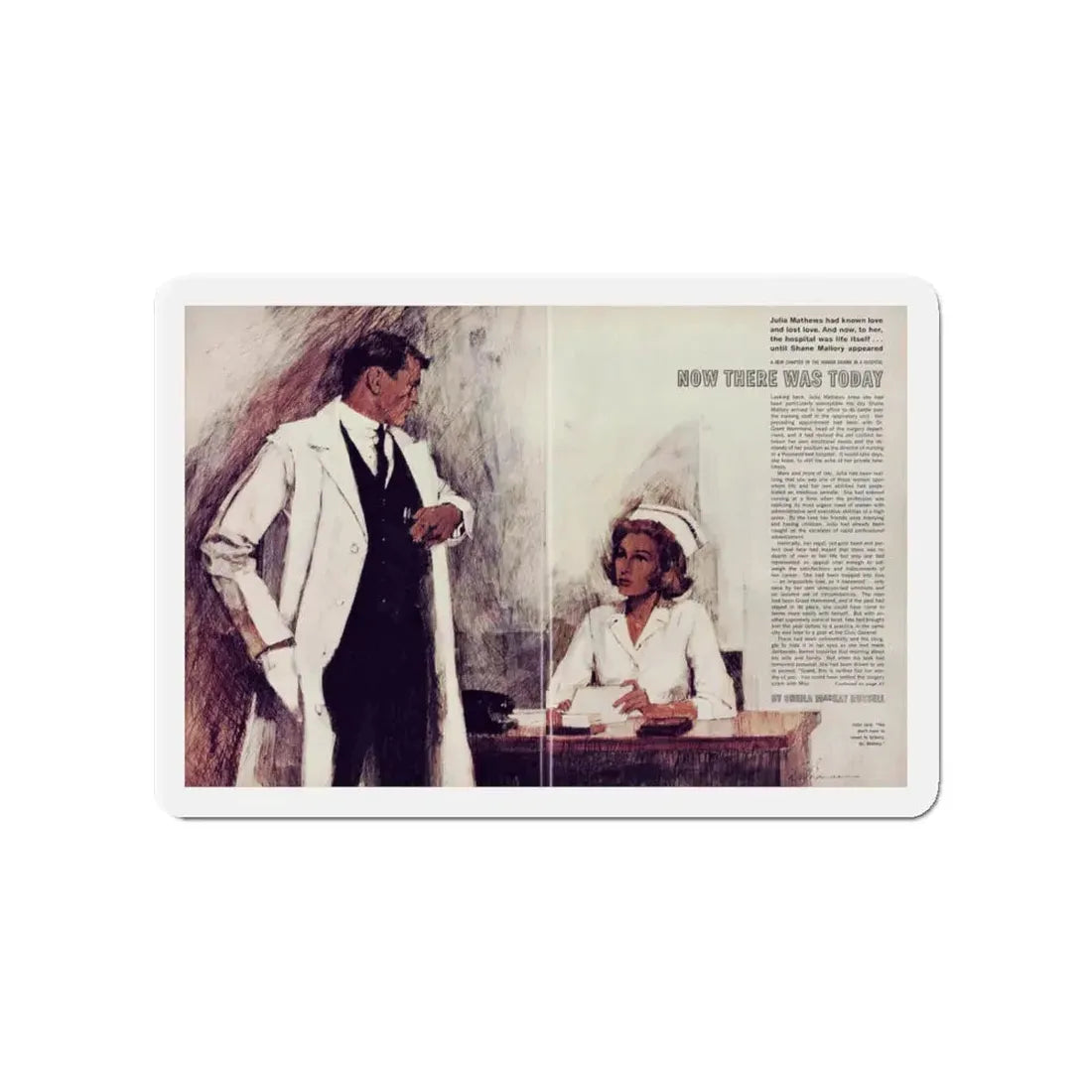 Now There Was Today, Chatelaine, February 1965 (Magazine Illustration) Refrigerator Magnet 4 Inch - The Sticker Space