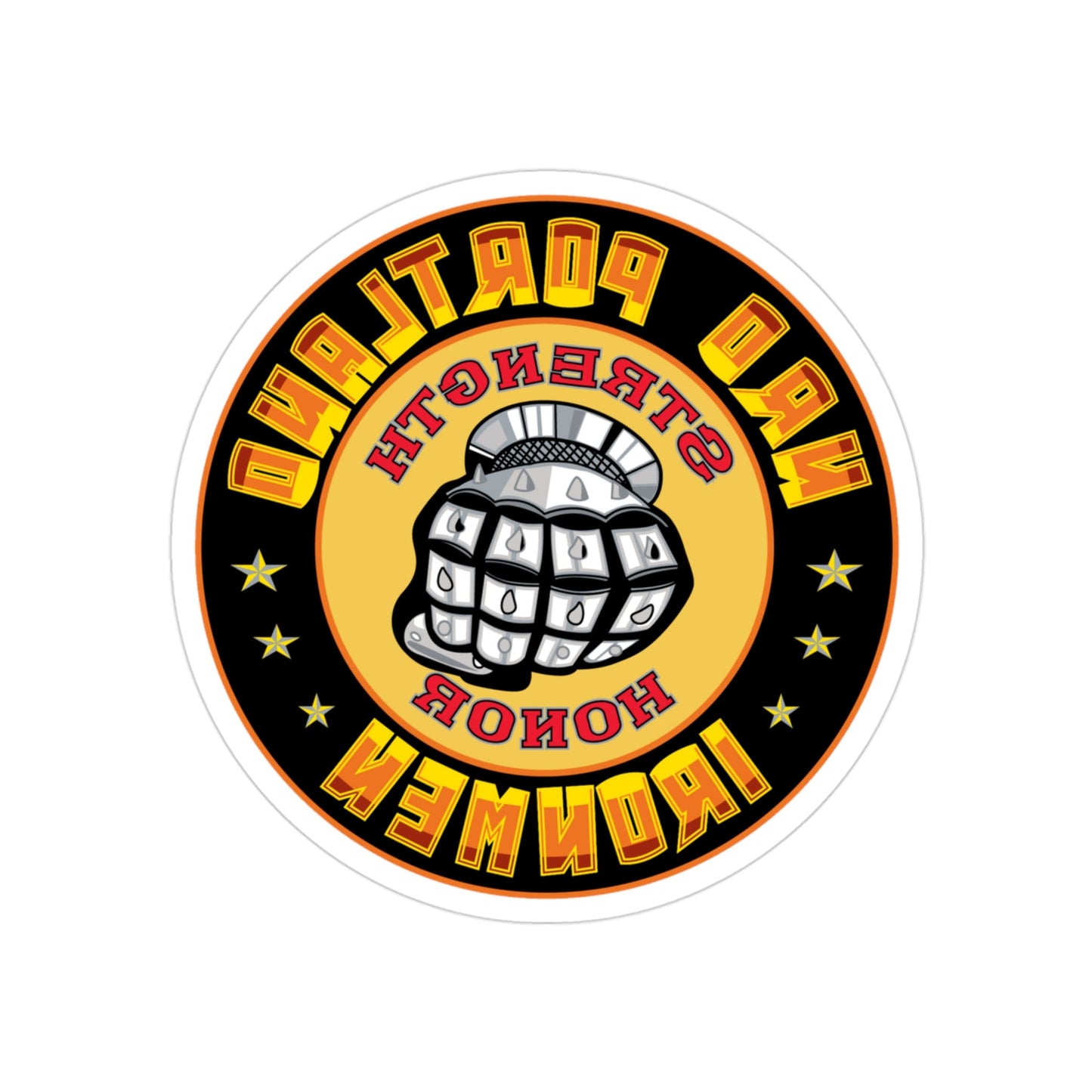 NRD Portland Ironman (U.S. Navy) REVERSE PRINT Transparent STICKER-3" × 3"-The Sticker Space