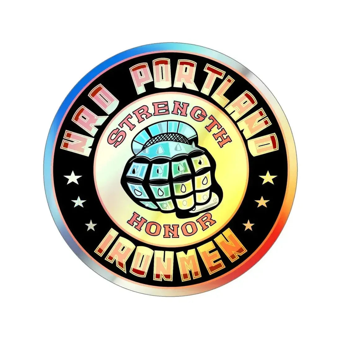 NRD Portland Ironman (U.S. Navy) Holographic STICKER Die-Cut Vinyl Decal 5 Inch Holographic - The Sticker Space