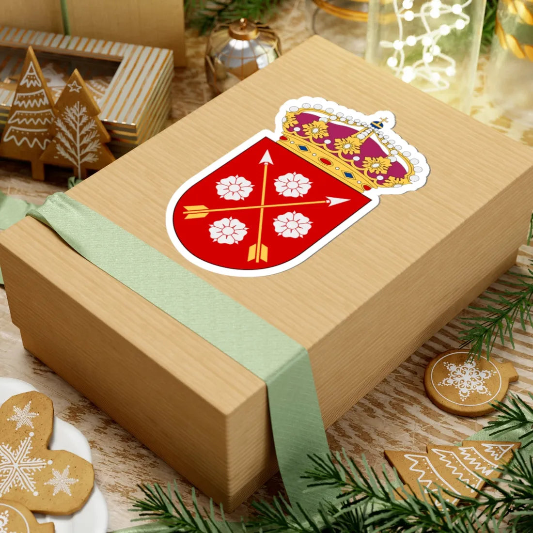 Närke vapen med kunglig krona (Sweden) (Coat of Arms) STICKER Vinyl Kiss-Cut Decal - The Sticker Space