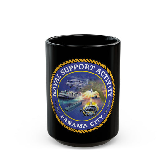 NSA Panama City Naval Support Activity (U.S. Navy) Black Coffee Mug-15oz-The Sticker Space