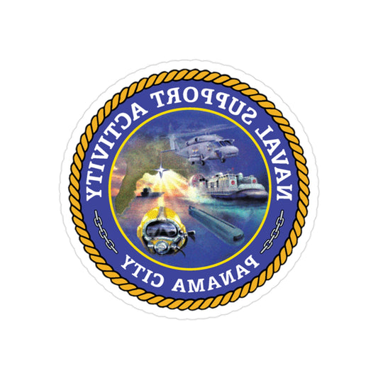 NSA Panama City Naval Support Activity (U.S. Navy) REVERSE PRINT Transparent STICKER-2" × 2"-The Sticker Space