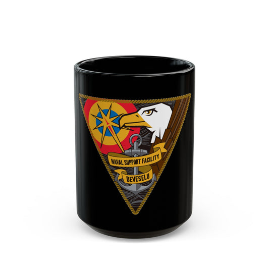 NSF DEVESELU Romania (U.S. Navy) Black Coffee Mug-15oz-The Sticker Space