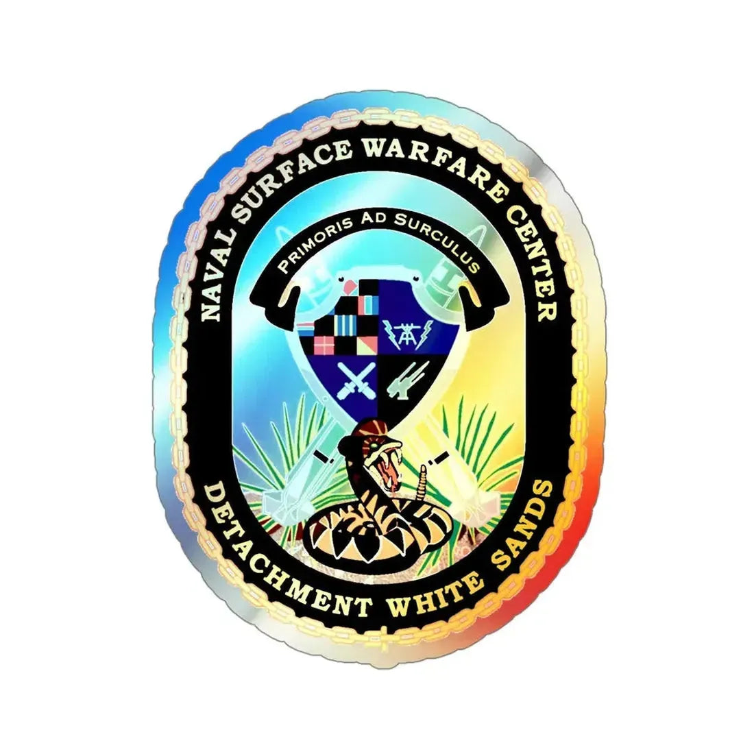 NSWC Detach White Sands (U.S. Navy) Holographic STICKER Die-Cut Vinyl Decal 4 Inch Holographic - The Sticker Space