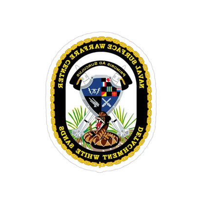NSWC Detach White Sands (U.S. Navy) REVERSE PRINT Transparent Die-Cut STICKER 5 Inch Die-Cut Transparent - The Sticker Space